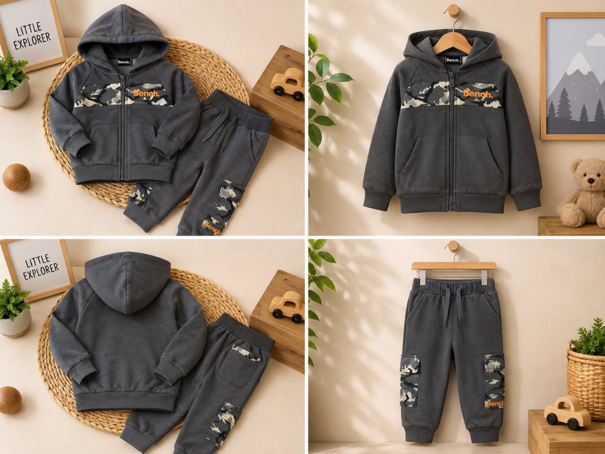 BENCH Boys  2-Piece Tracksuit Set Zip Hoodie+Joggers 4 to 5 years  Choose Colour