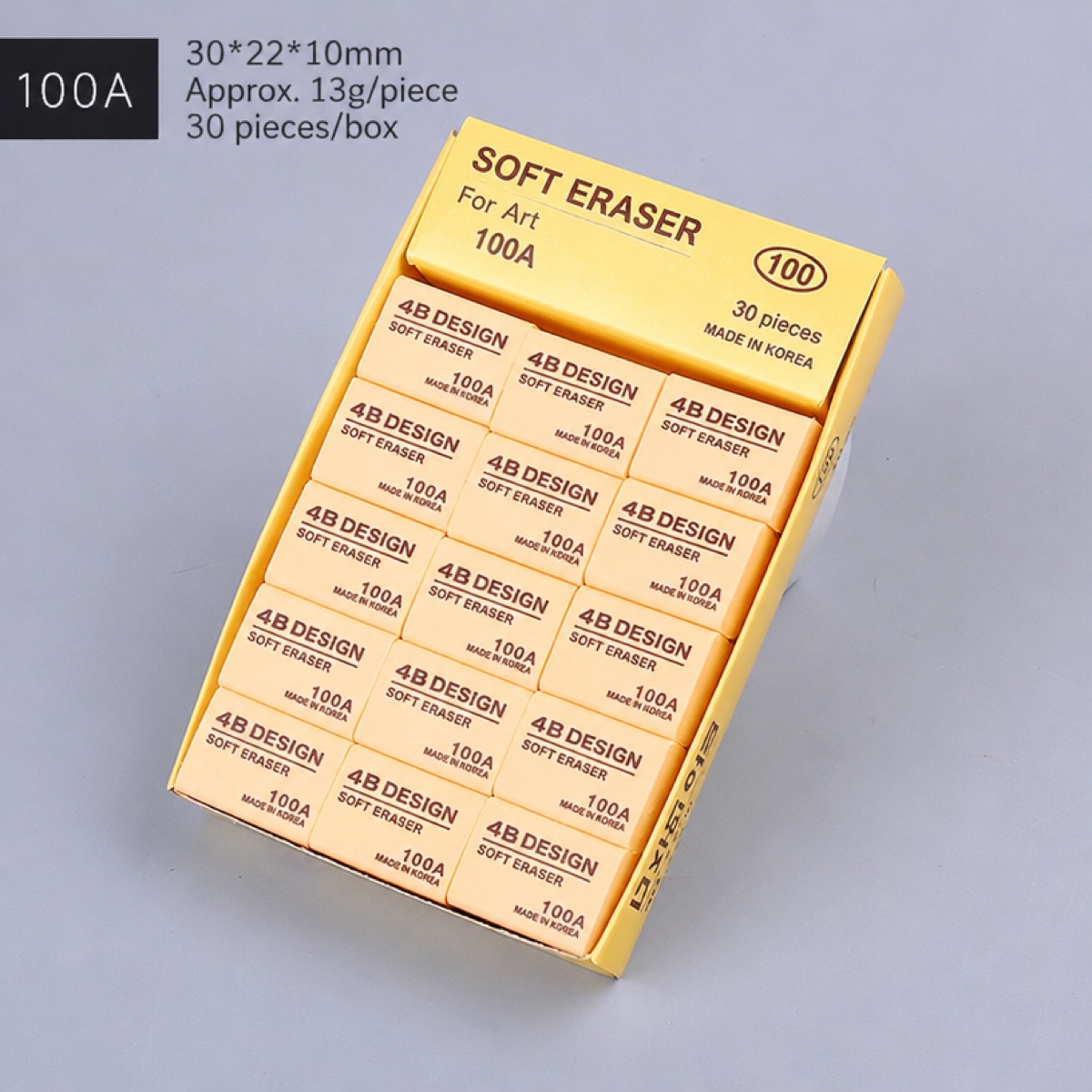 4B Soft Art Erasers | 3 Sizes (50A /100A /200A) | 30pcs per box