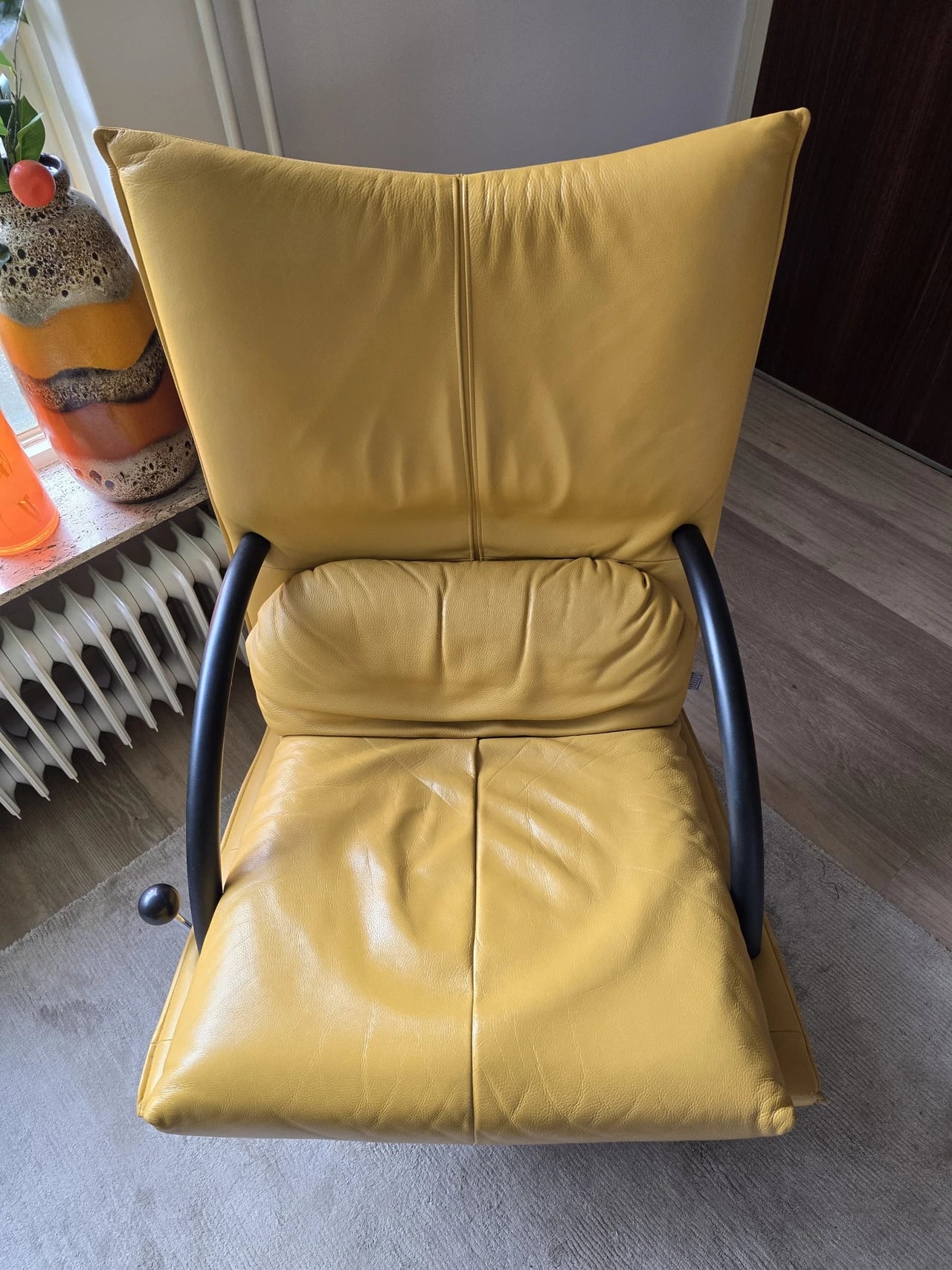 Mustard leather armchair