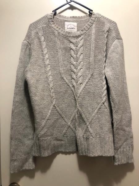 Aran wool jumper, cream, large