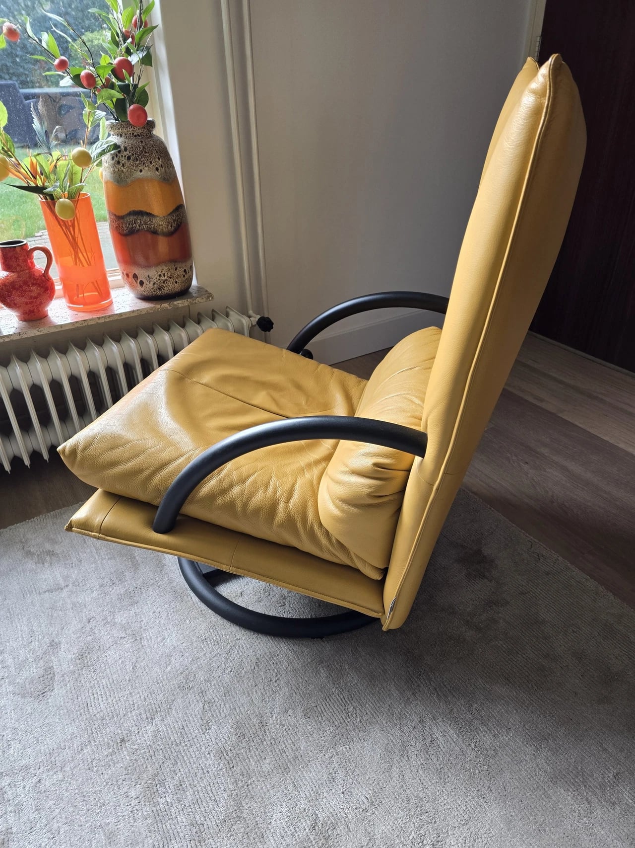 Mustard leather armchair